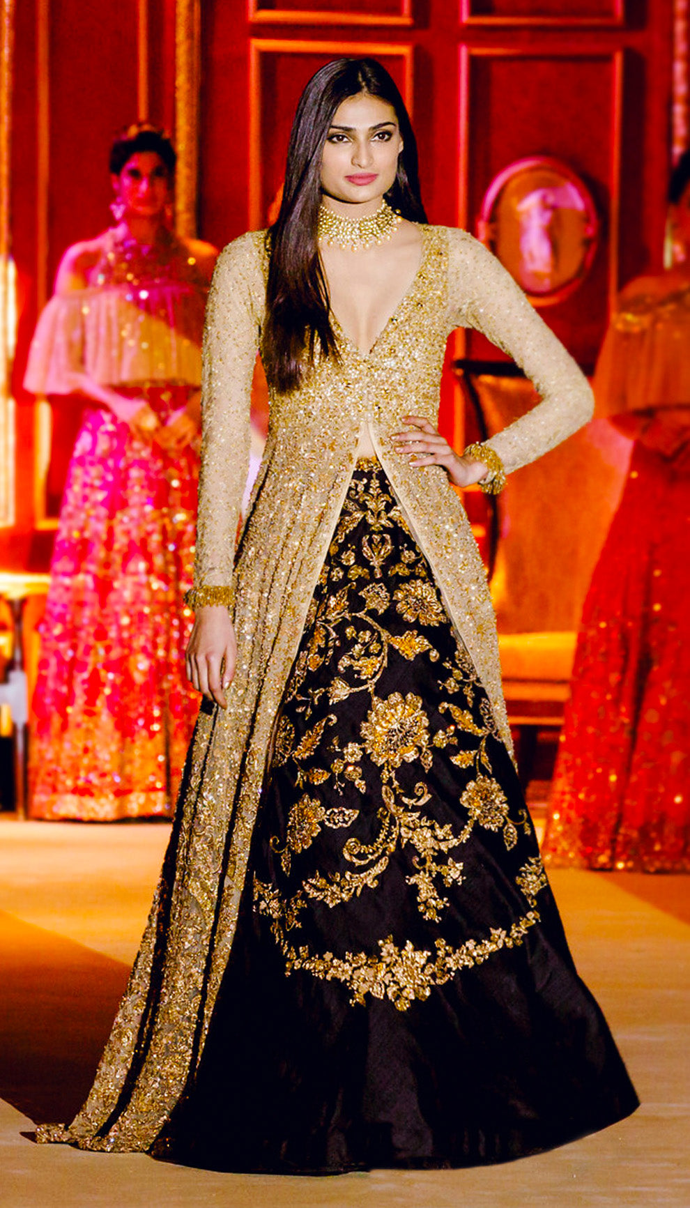 The Champagne Gold Tulle Jacket Lehenga
