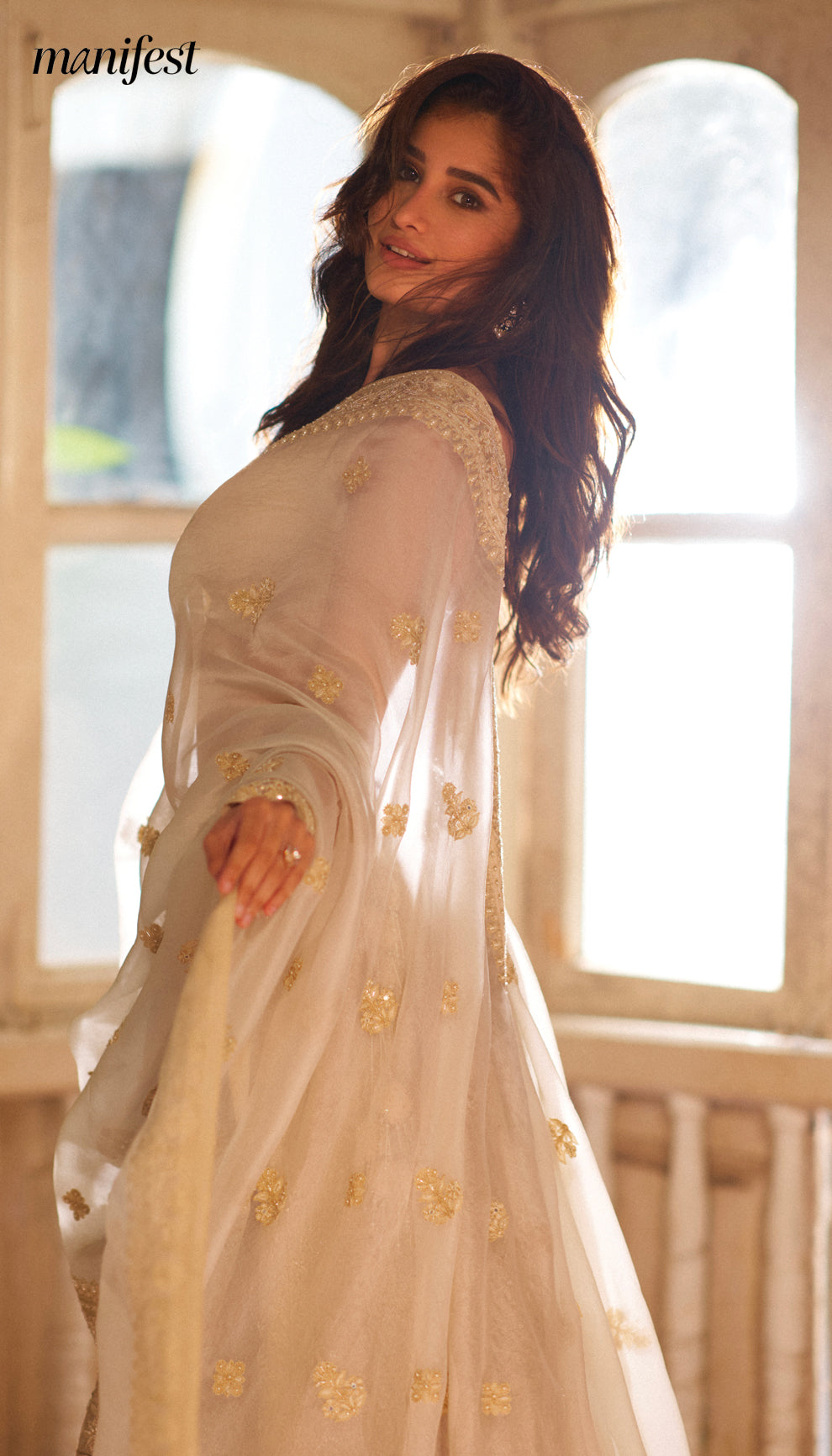 Rasha Thadani in The Ivory Embroidered Organza Lehenga By Shyamal & Bhumika.