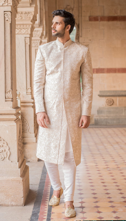 Ivory Embroidered Sherwani