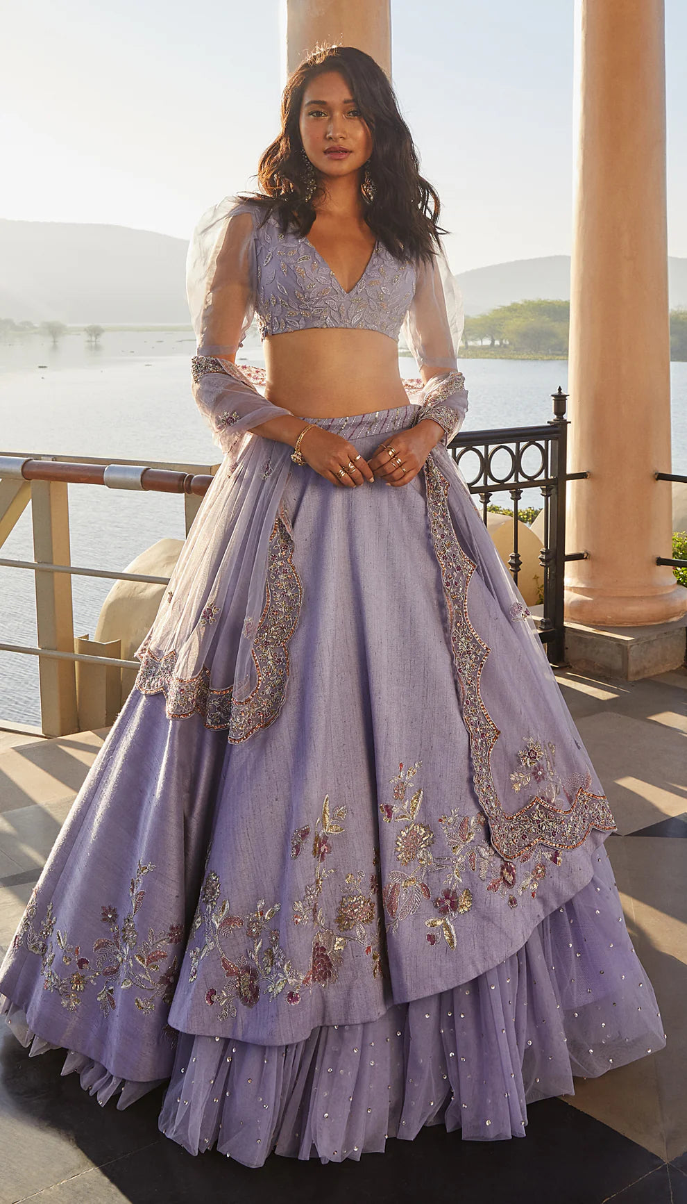 Muted Lilac Raw Silk Lehenga