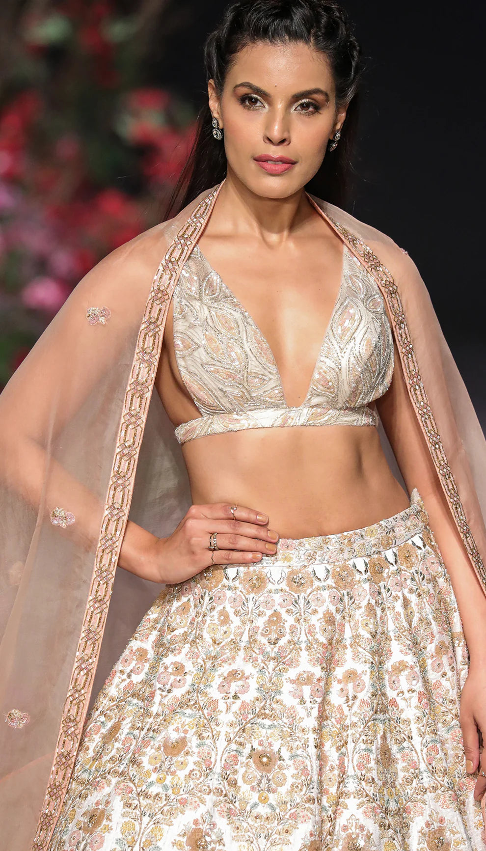 Shell Pink Baroque Swirl Lehenga