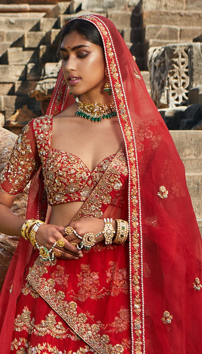 Scarlet Red Bridal Lehenga