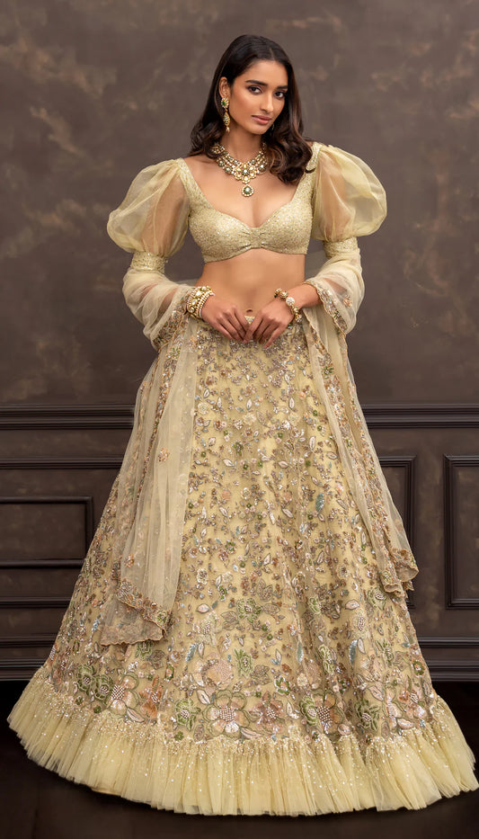 Green Frill Lehenga