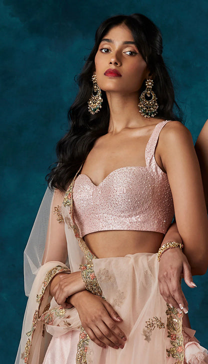 Blush Pink Bouquet Lehenga