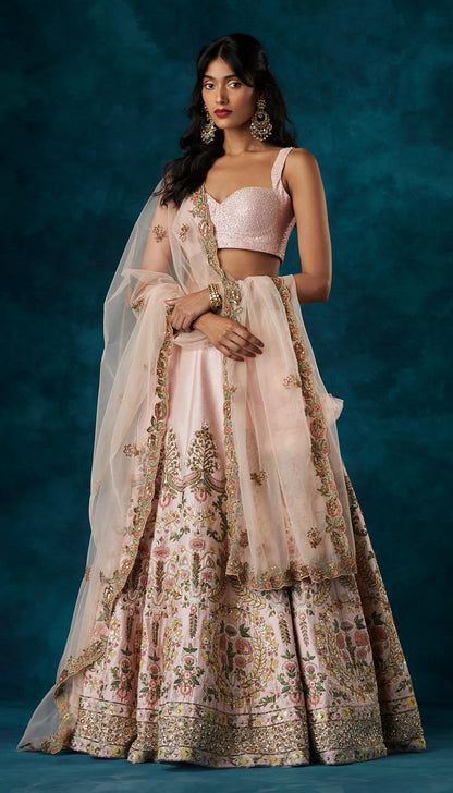 Blush Pink Bouquet Lehenga