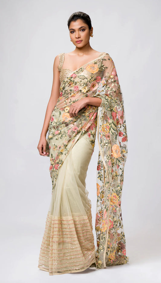 A Mint Green Tulle Saree