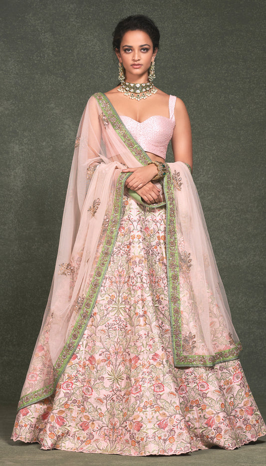 Shell Pink Raw Silk Lehenga