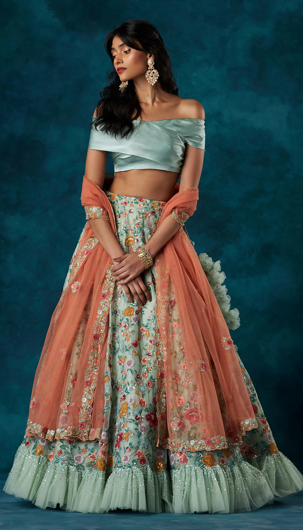 Sky Tulle Lehenga