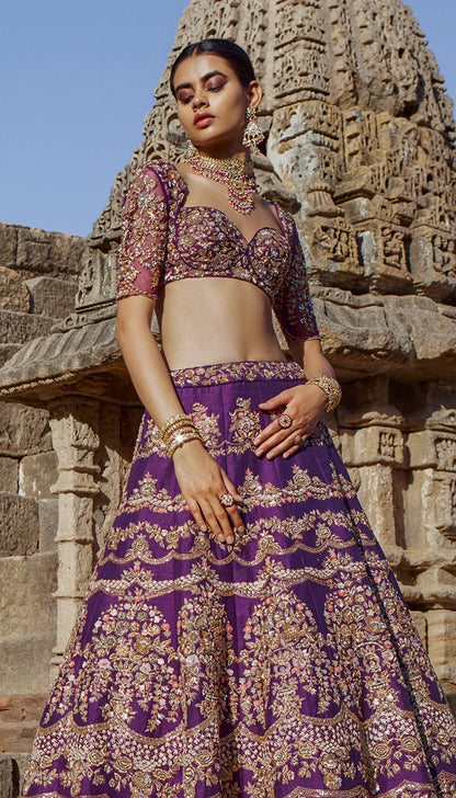 Indigo Purple Bridal Lehenga