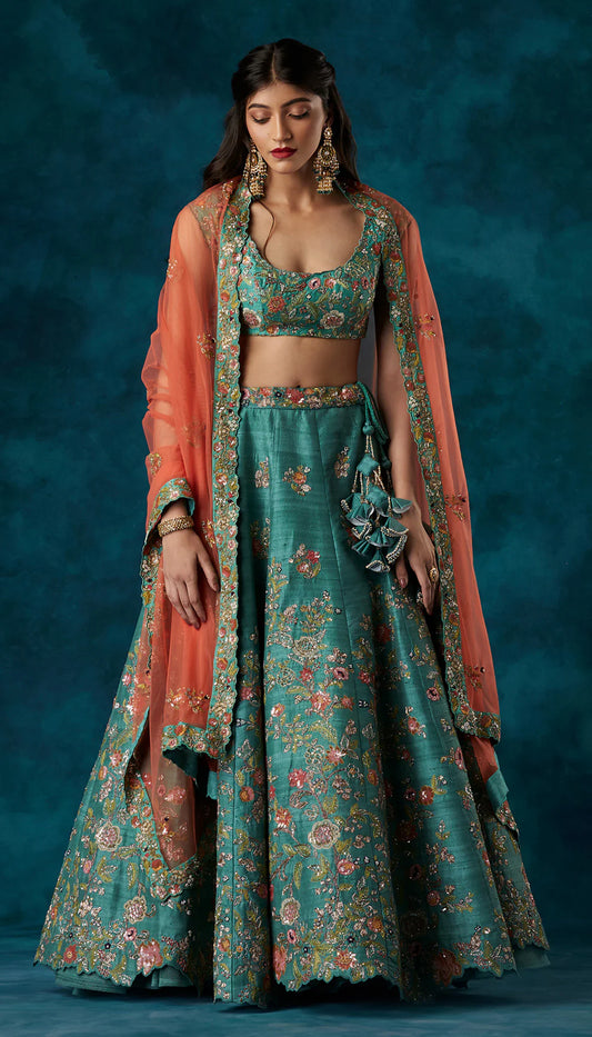 English Green Lehenga