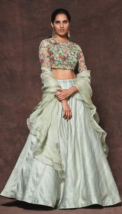 Muted Sage Green Lehenga