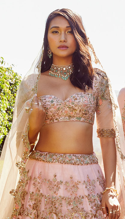 Blush Pink Tulle Lehenga