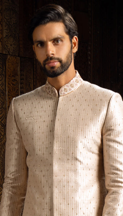 Shell pink Lotus Sherwani