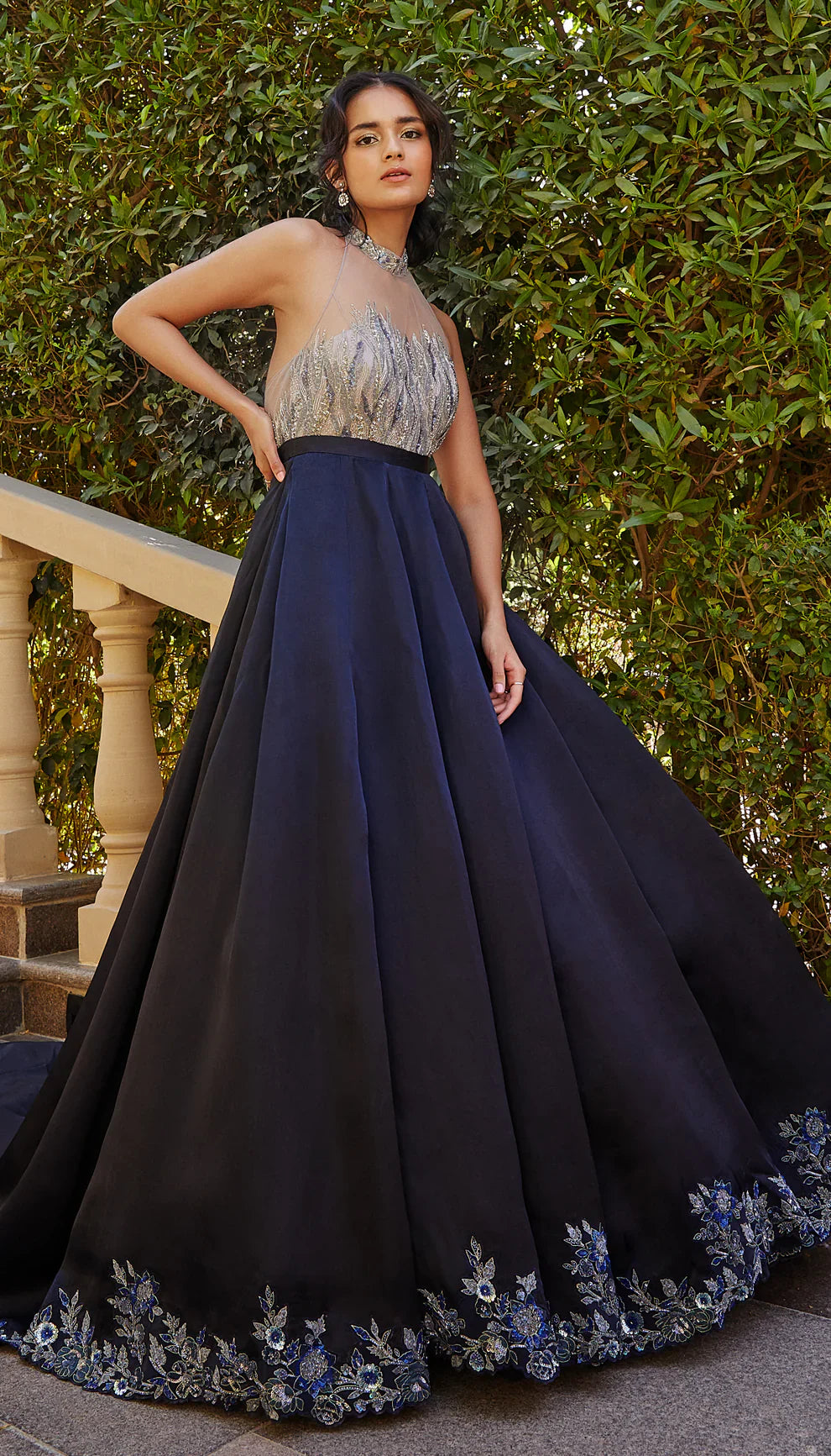 Midnight blue evening gown sales