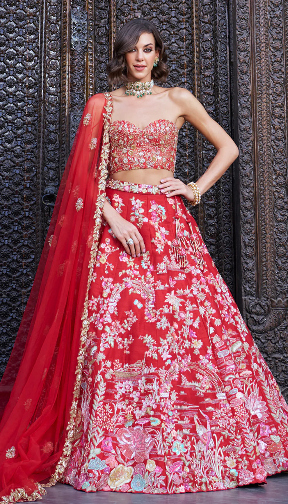 Red Paradise Lehenga