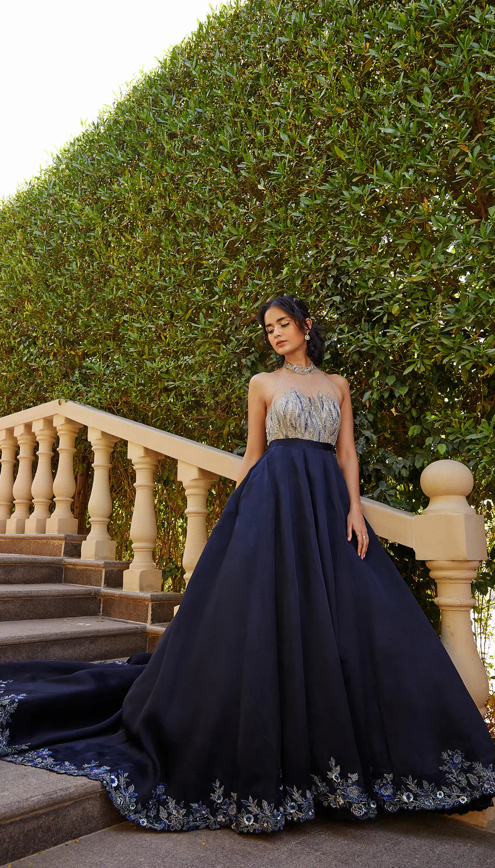 dark blue embroidered dress navy blue embroidered dress Women's navy blue hand embroidery dress