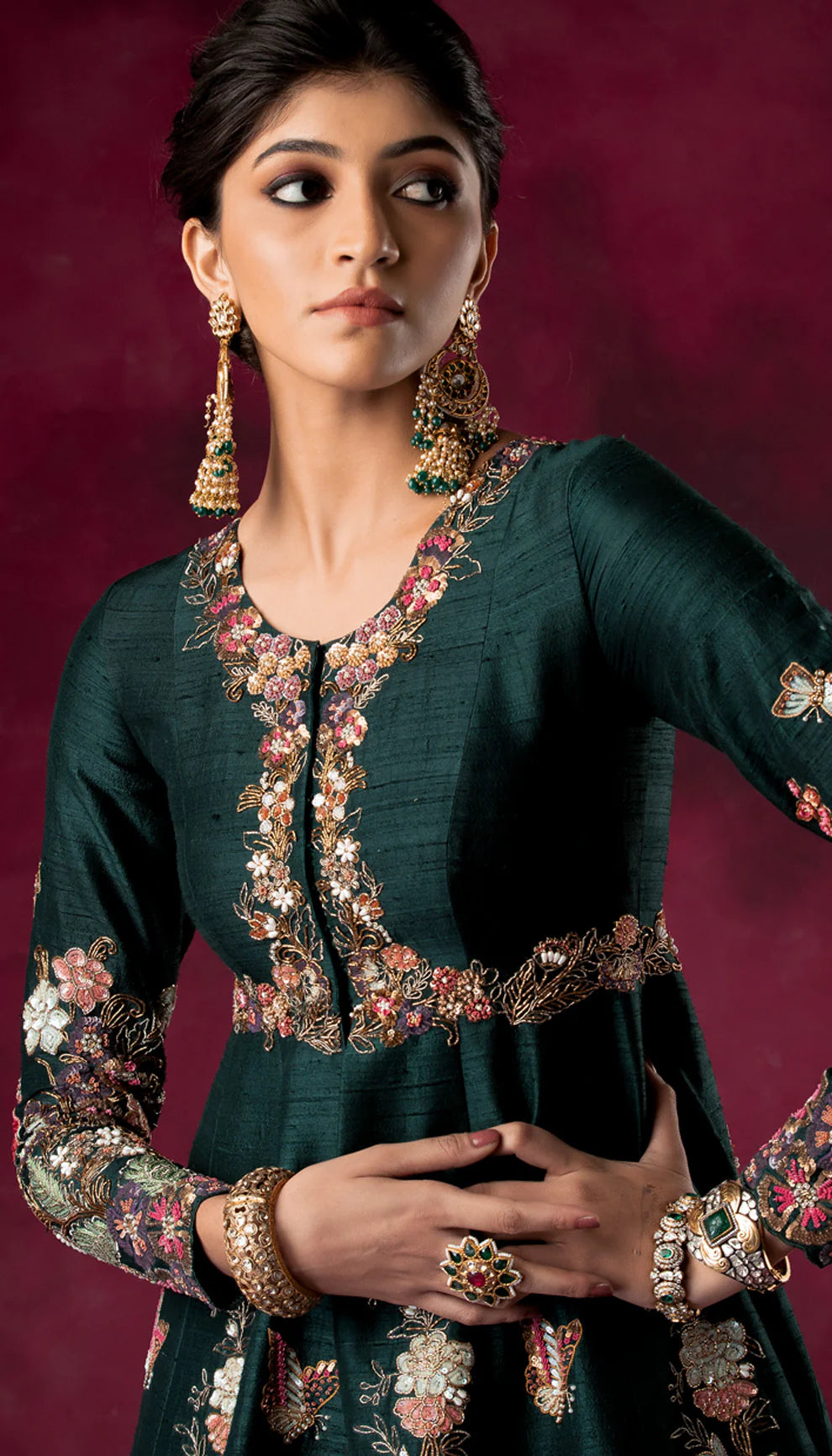 Forest Green Jacket Lehenga