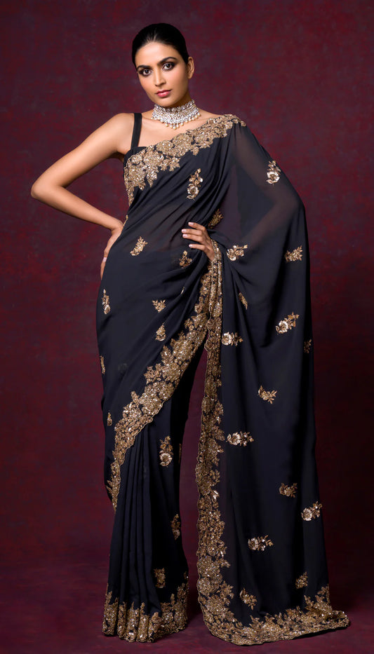 A Timeless Black Georgette Saree