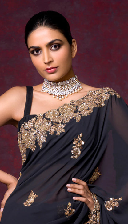 A Timeless Black Georgette Saree