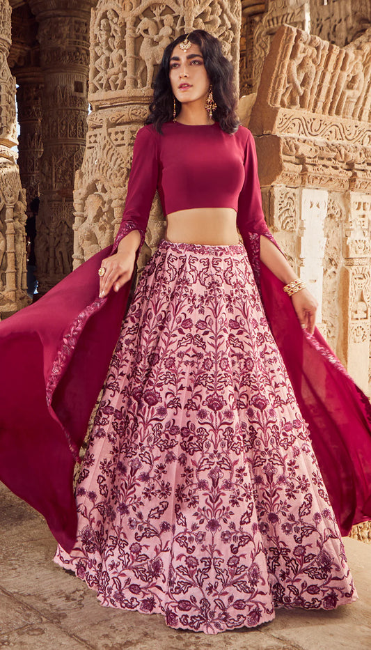 Shell Pink Vintage Rose Lehenga