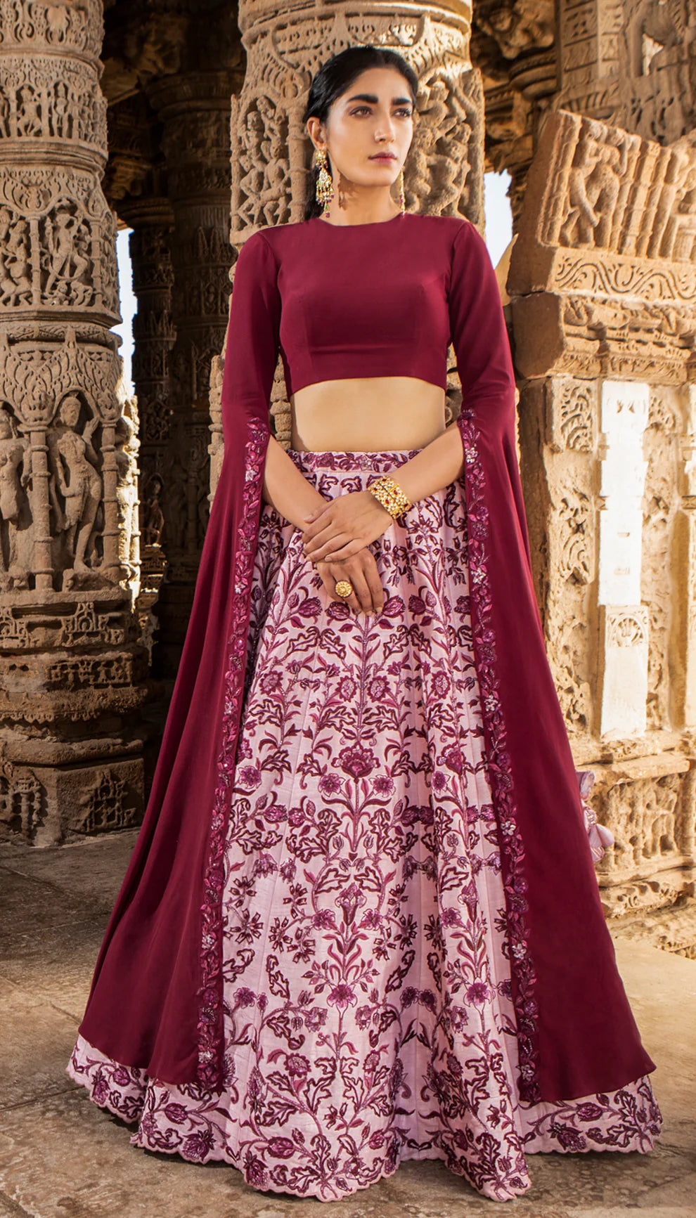 Shell Pink Vintage Rose Lehenga