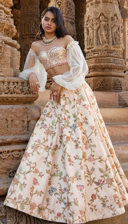 Pearl Ivory Garden Lehenga