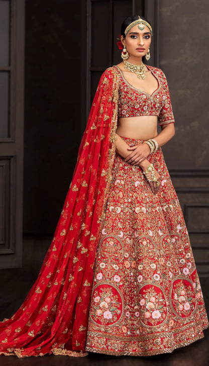 Deep Red Bridal Lehenga