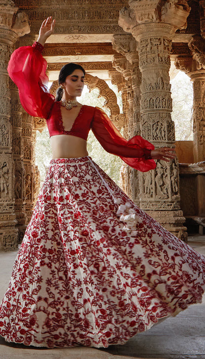 Ivory Vintage Rose Lehenga