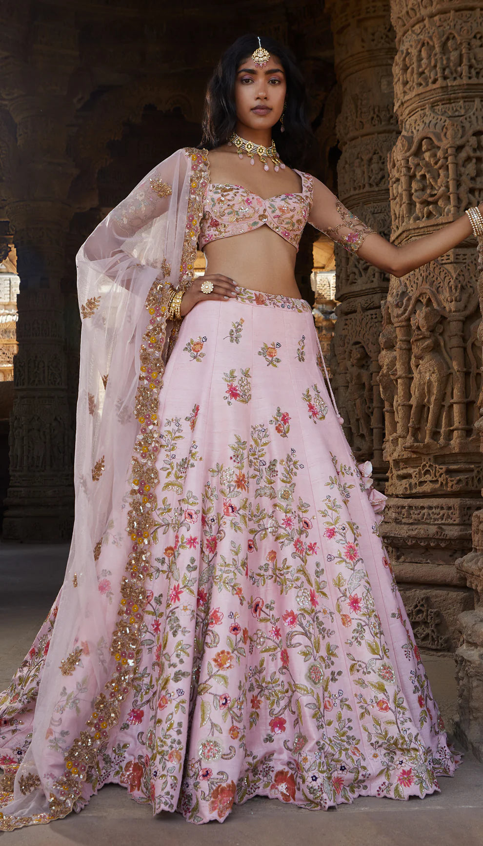 Rose Pink Floral Lehenga