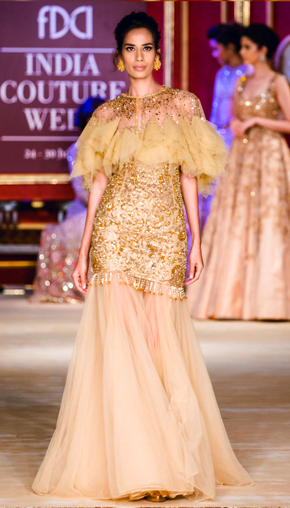 The Alluring Gilded Trumpet Gown