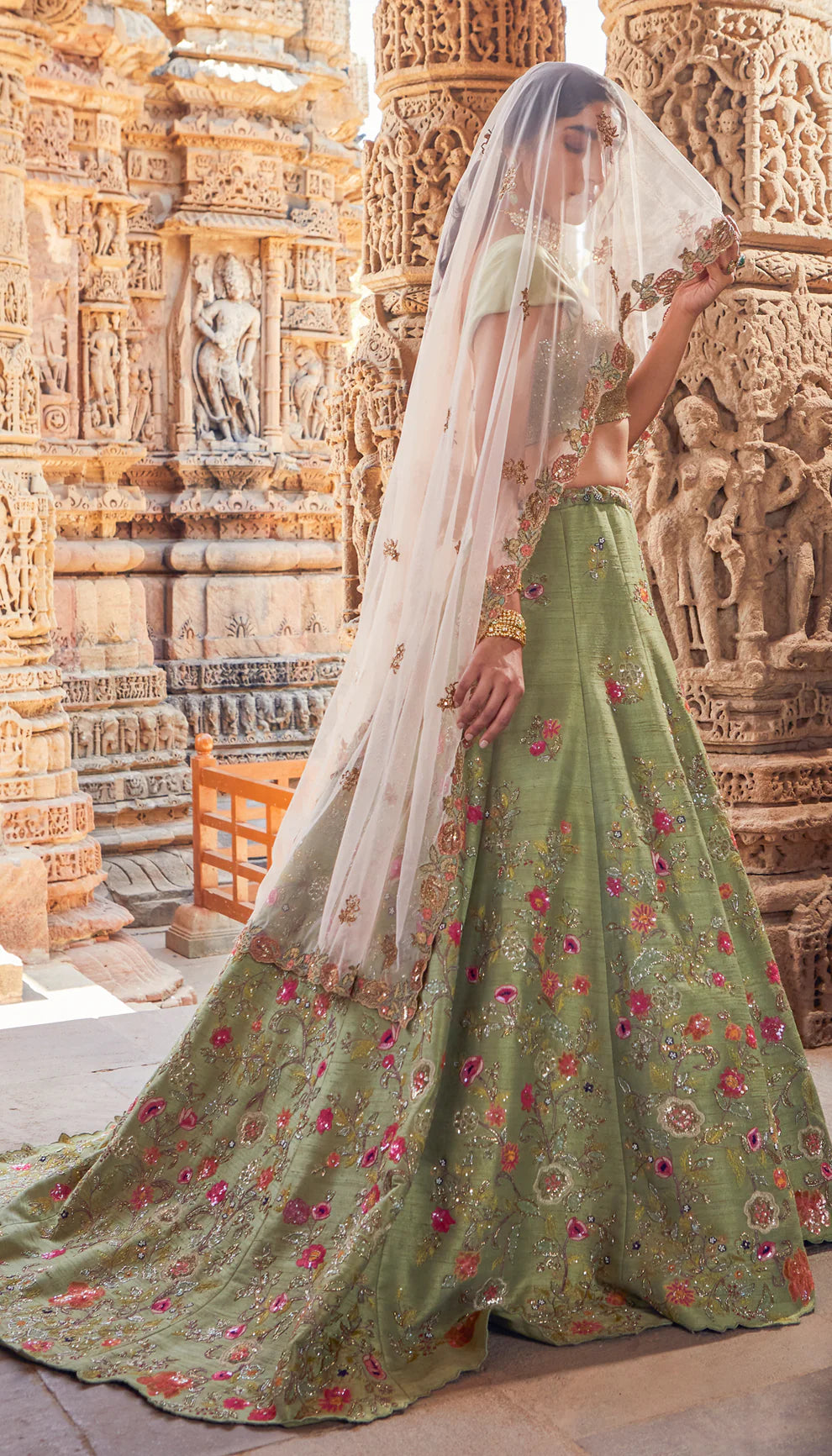 Spring Green Floral Lehenga