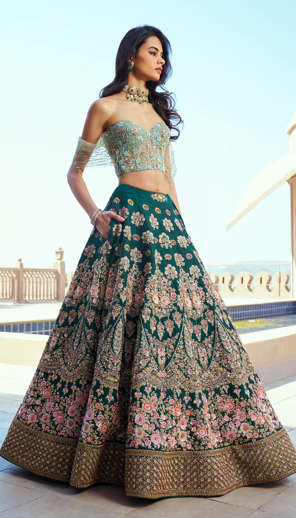 Green Pinecone Lehenga