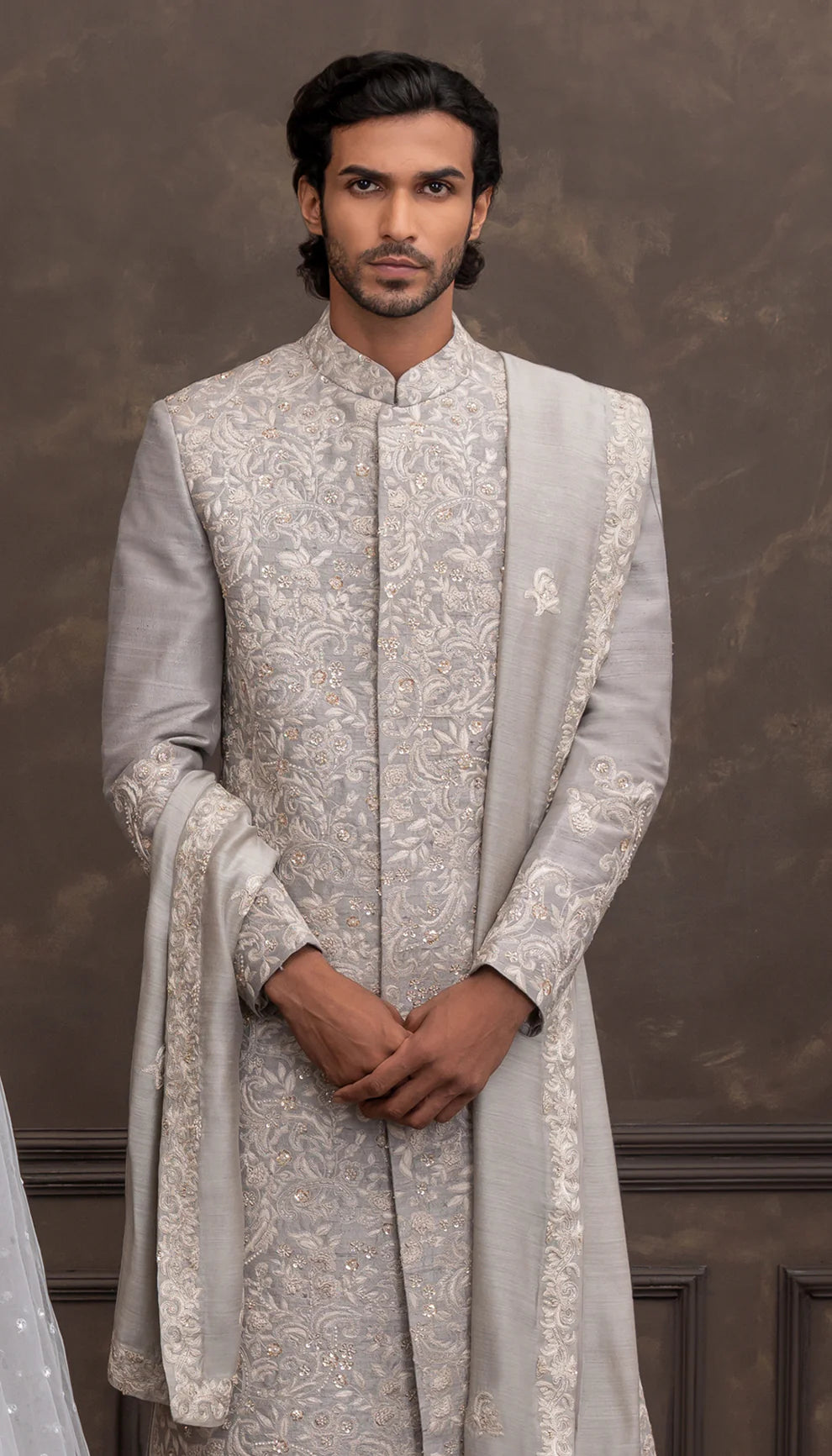 Grey Thread Jaal Sherwani