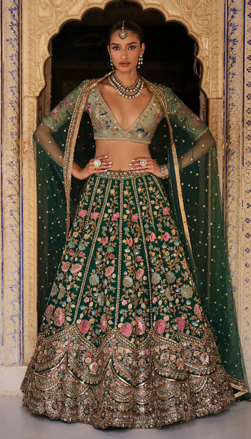 Pichwai  Green Lehenga