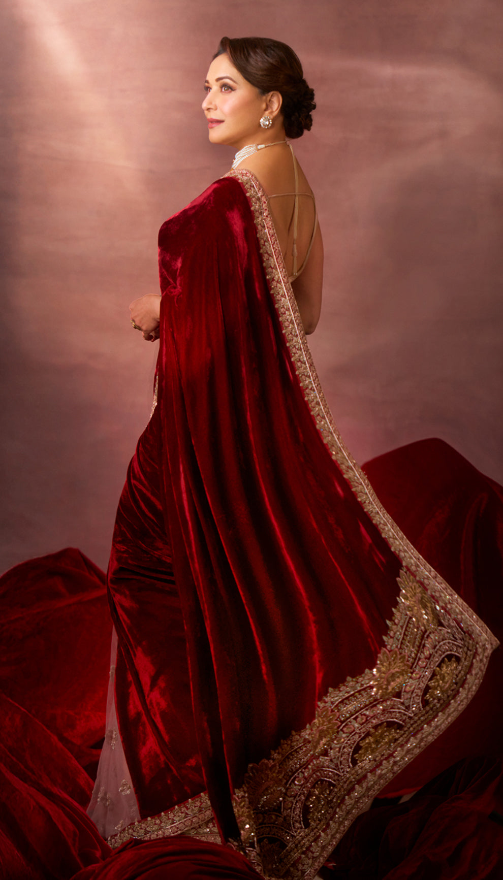 Madhuri Dixit Nene in the Velvet Saree by shyamal & bhumika