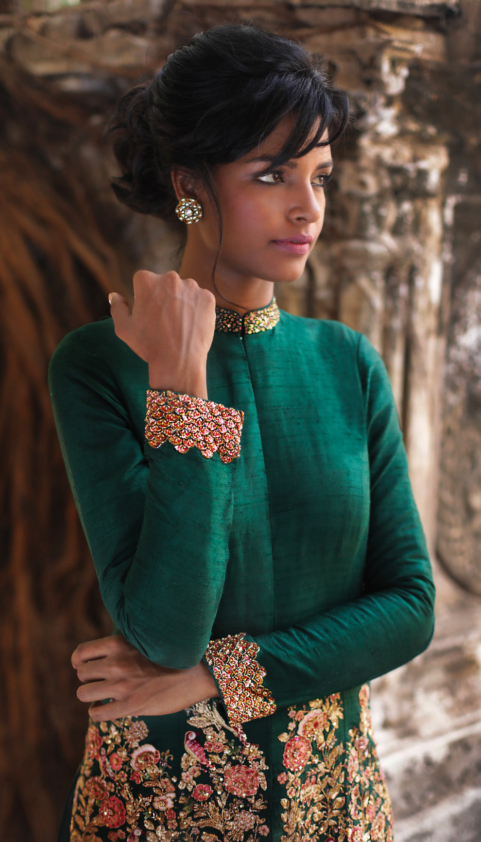 Woman in The Forest Green And Blush Pink Sharara Set by Shyamal & Bhumika.