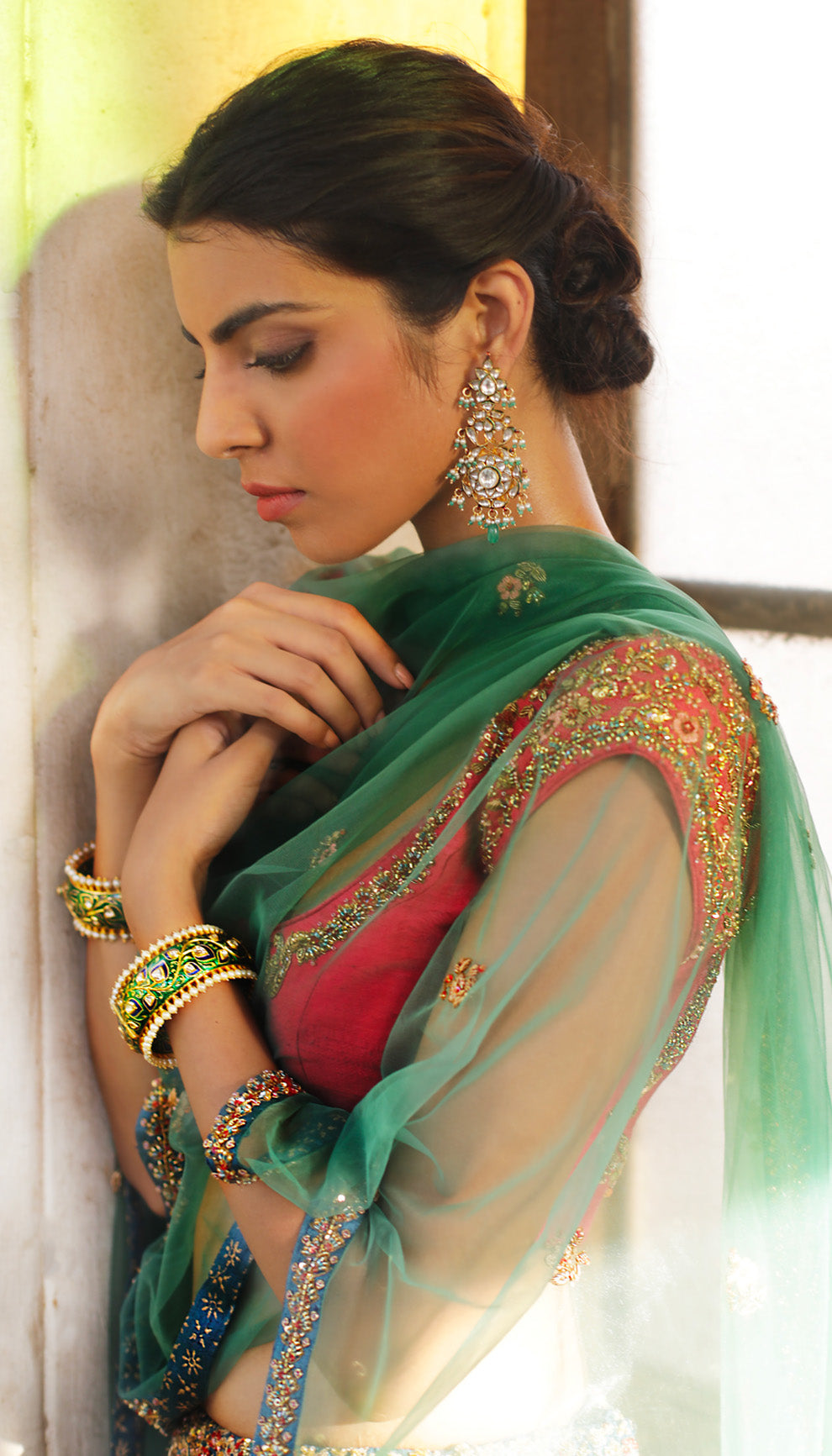 Woman in The Royal Blue Embroidered Lehenga by Shyamal & Bhumika.