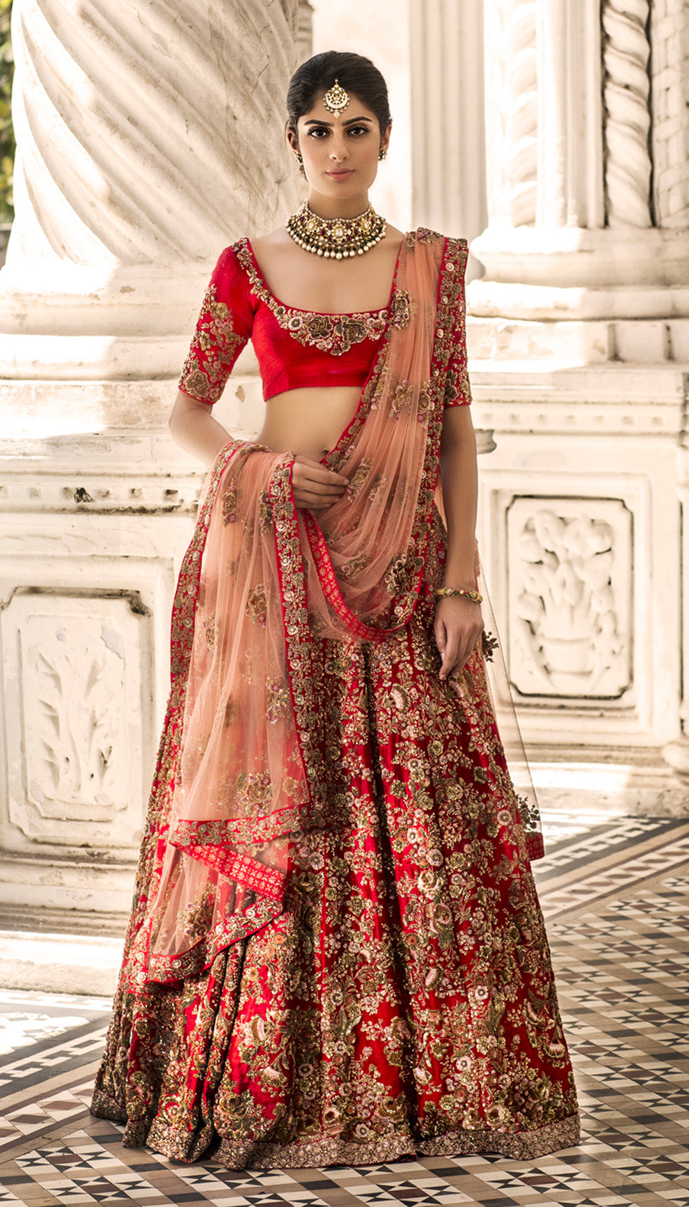 The Flaming Scarlet Primrose Lehenga