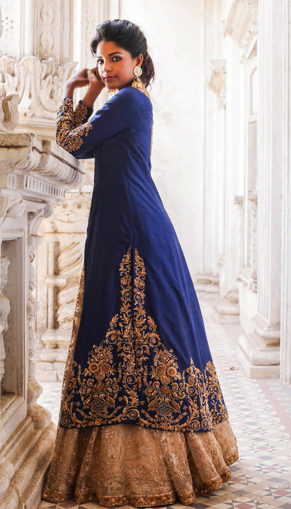 The Royal Blue Sherwani Lehenga
