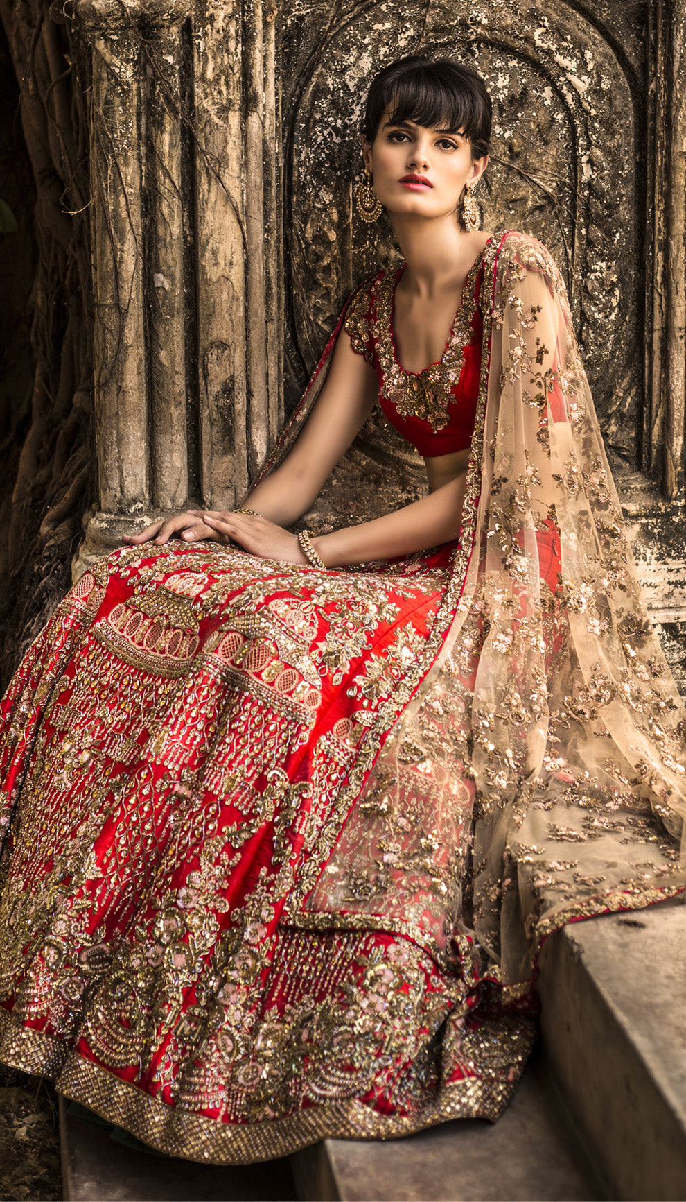 The Flaming Scarlet Raw Silk Lehenga
