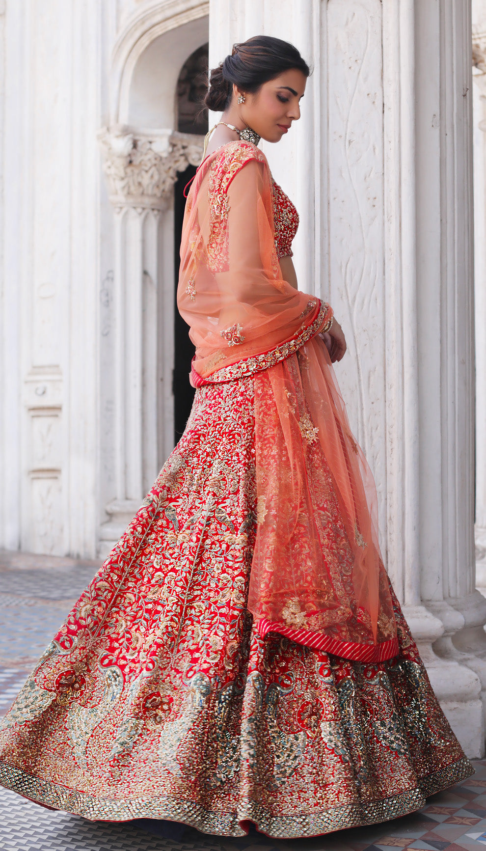 The Flaming Scarlet Peacock Lehenga