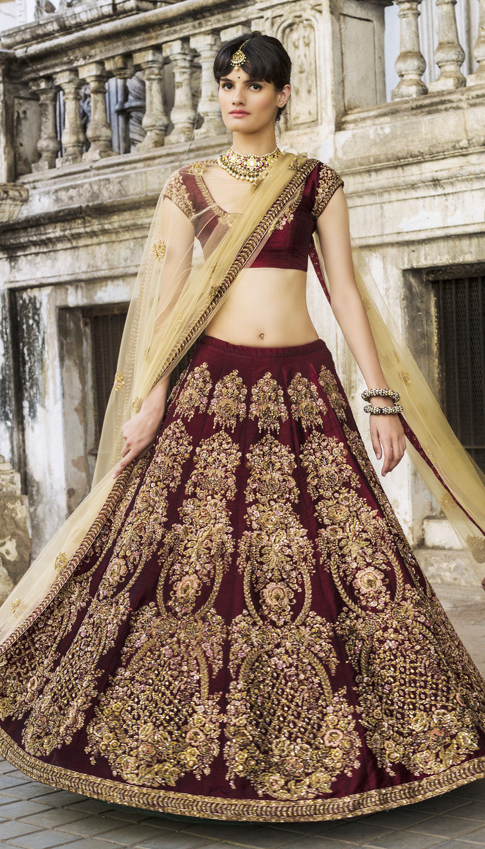 The Ruby Wine Baroque Lehenga