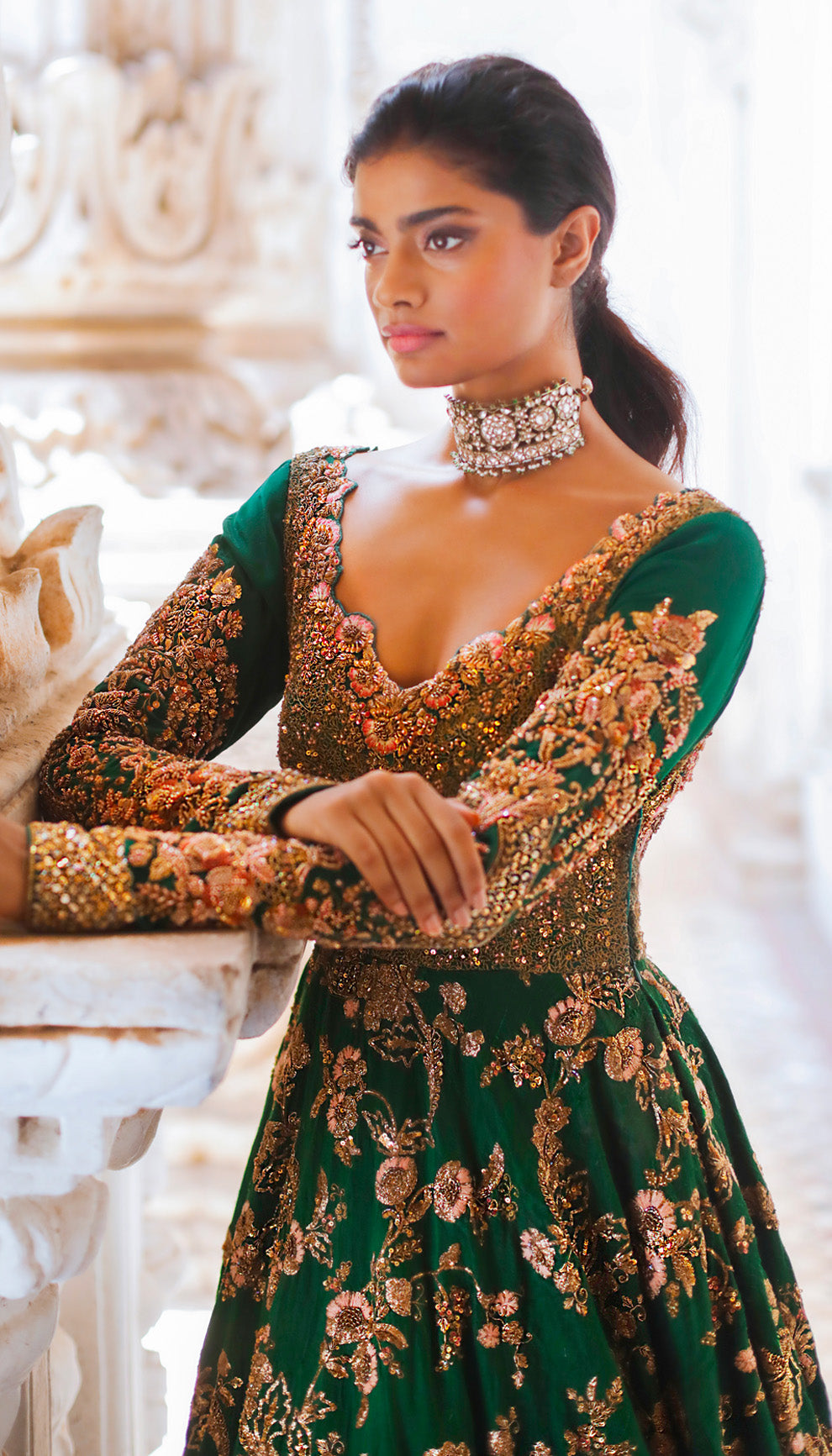 The Verdant Green Raw Silk Gown