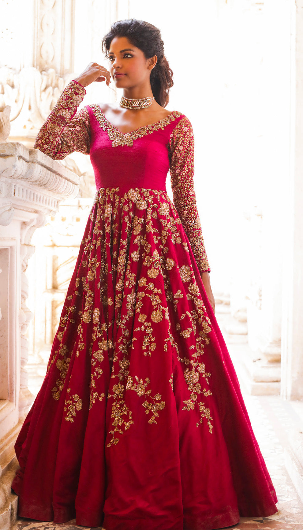 The Sangria Raw Silk Gown