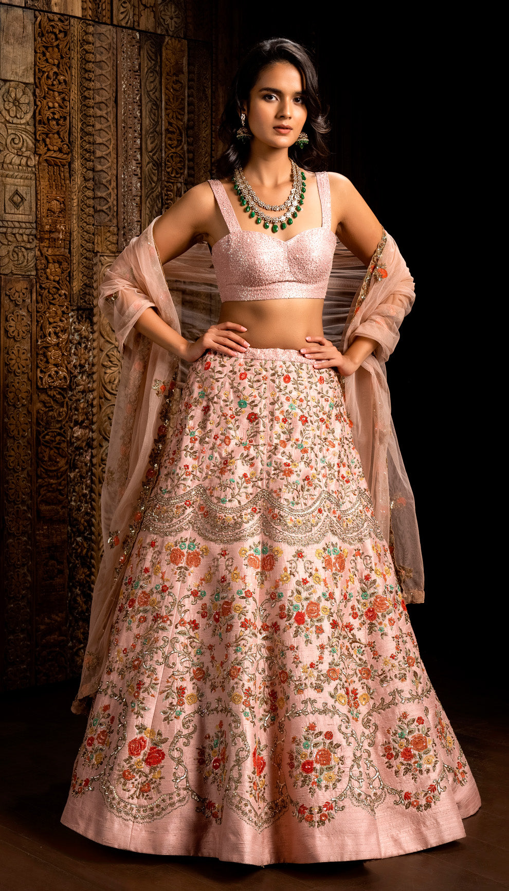 Blush Pink Raw Silk Lehenga