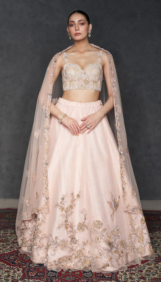 Blush Pink Tulle Lehenga