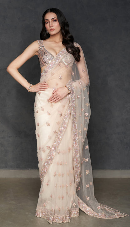 Soft Pink Tulle Saree