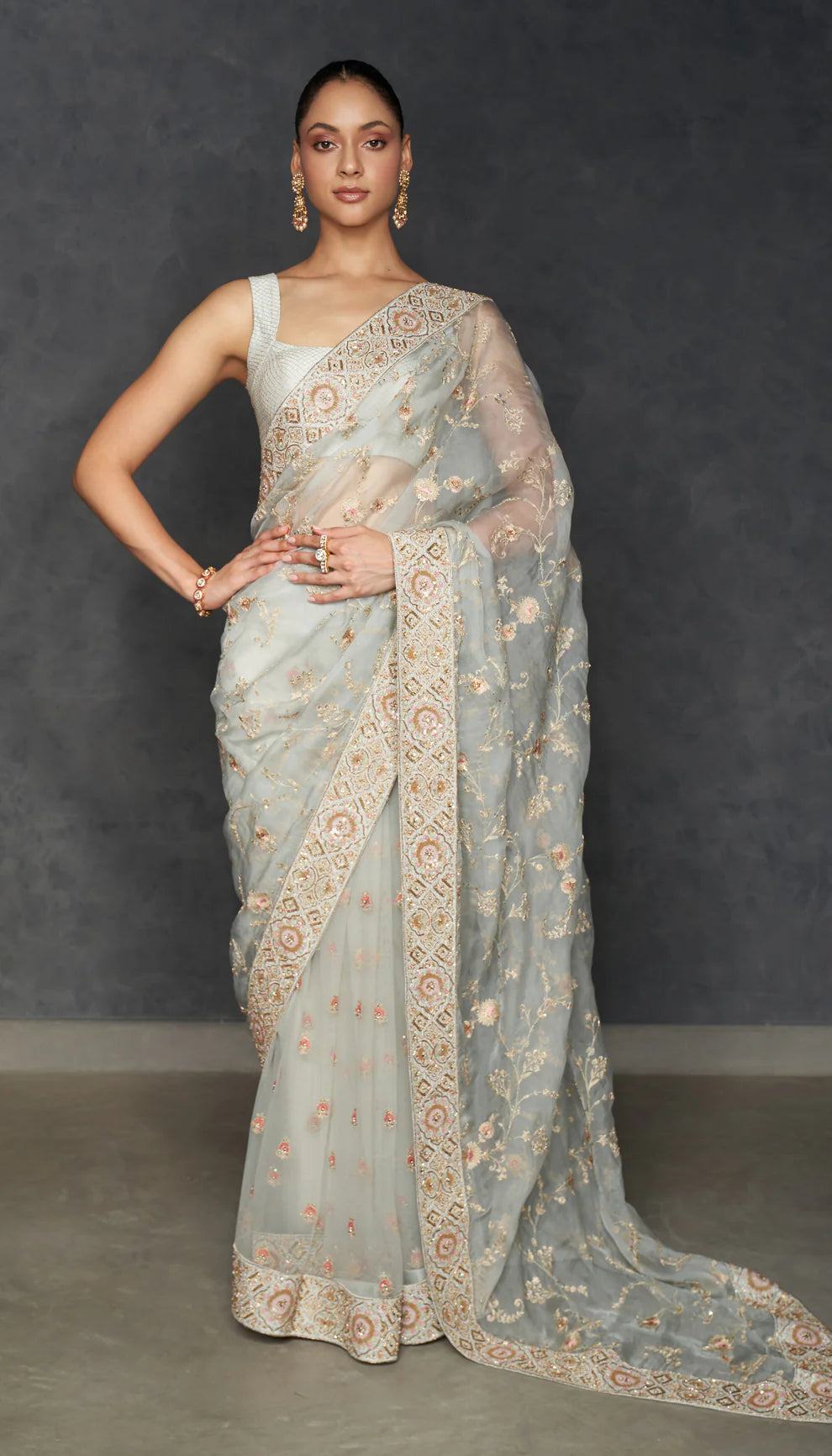 Powder Blue Organza Saree