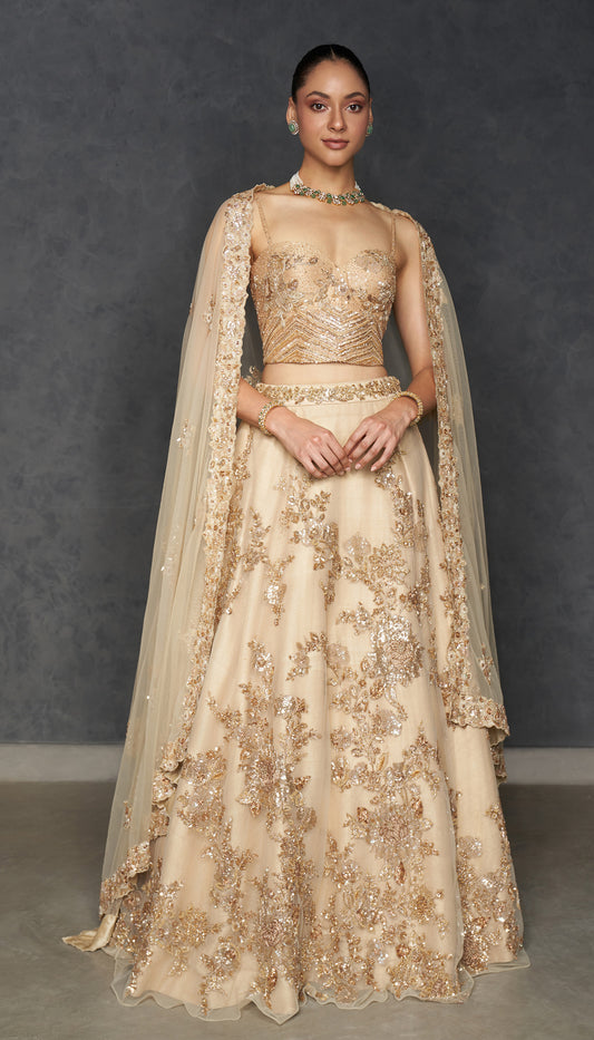 Champagne Magnolia Lehenga