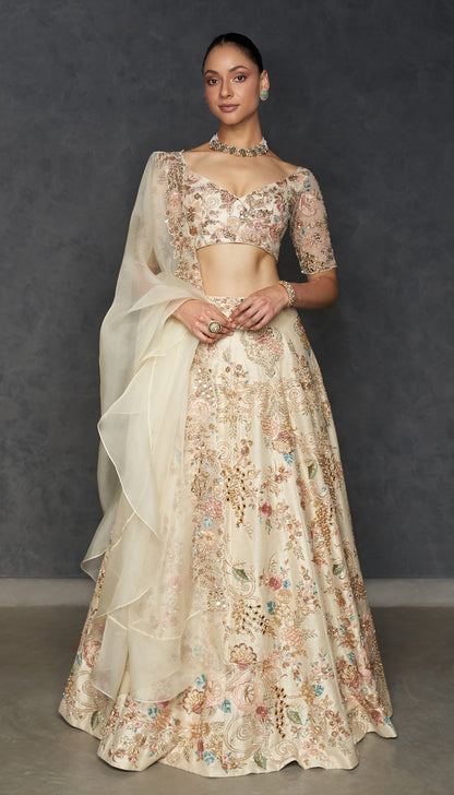 Ivory Les fleur lehenga